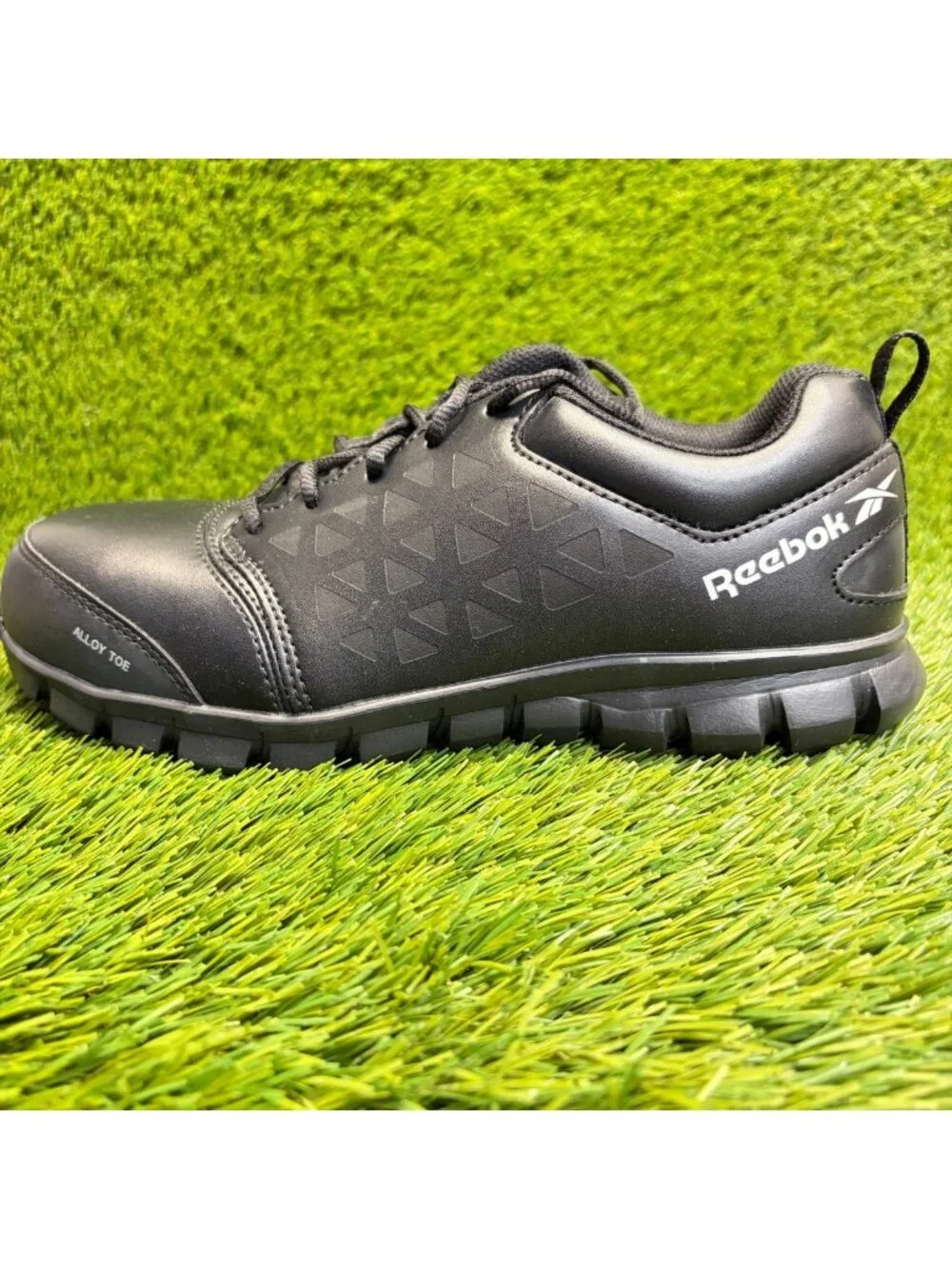 Reebok Sublite Cushion Womens Size 9.5 Black White Alloy Toe Safety Work Shoes